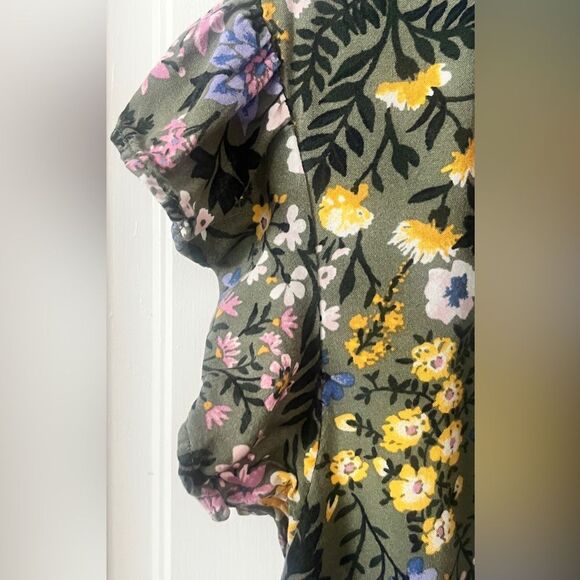 Old Navy Dress Womens 2X Green Floral Print Flutter Sleeve BOHO Cottagecore - Picture 4 of 6
